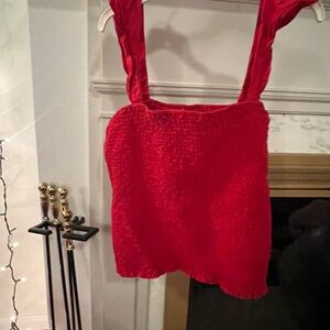 Old Navy Red Smocked Square-Neck Camisole new never worn
